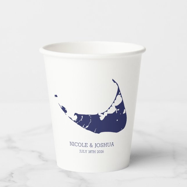 Nantucket Island Wedding Nantucket Navy Paper Cups (Front)