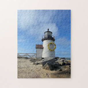 Nantucket Lighthouse with Spring Wreath Jigsaw Puzzle