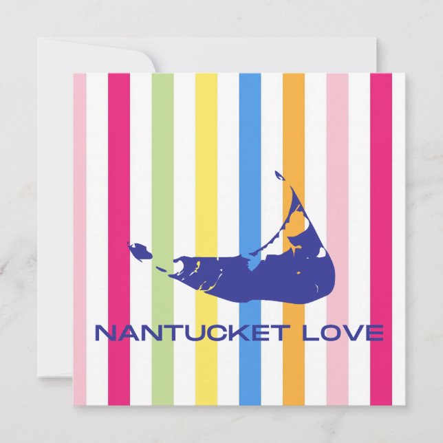 Nantucket Love Bright Bold Stripe FlatCard (blank) (Front)