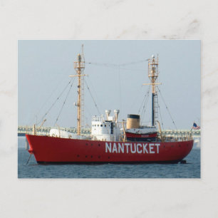 Nantucket MA Cape Cod Boat in Harbour Post Card