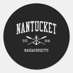 Nantucket Ma Crossed Oars Boat Anchor Sports Classic Round Sticker