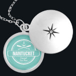 Nantucket, MA personalized name, nautical anchor Locket Necklace<br><div class="desc">This Nantucket, Massachusetts nautical anchor and paddle design is personalized with your favourite Nantucket town, area or beach (such as Brant Point, Madaket, Siasconset, Surfside, Monomoy, Naushop, Miacomet, etc.) and your name (or delete). This retro, vintage style design features a white circle, anchor, crisscrossed paddles and a bold banner that...</div>