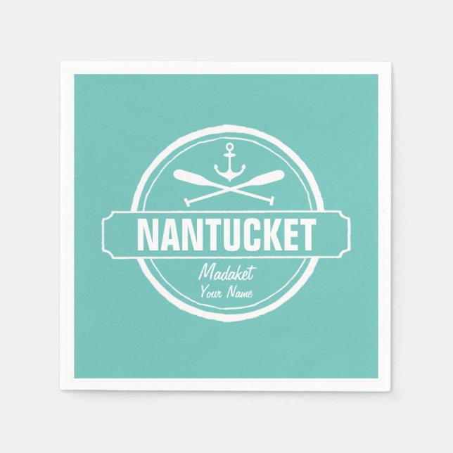 Nantucket, MA personalized name, nautical anchor Napkin (Front)