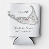Nantucket Map Black and White Wedding Favour Drink
