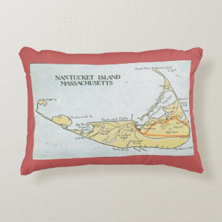 Nantucket Map Pillow in Nantucket Red