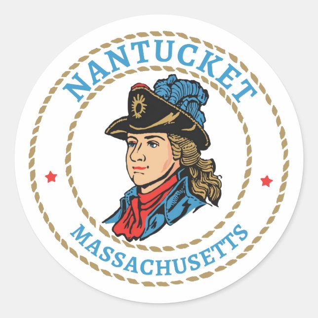 Nantucket Massachusetts Colonial Classic Round Sticker (Front)