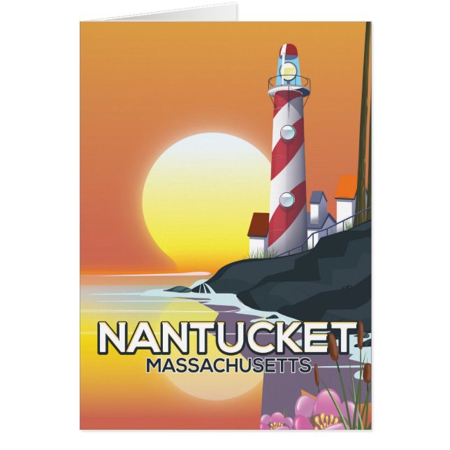 Nantucket Massachusetts lighthouse travel poster (Front)