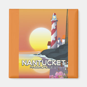 Nantucket Massachusetts lighthouse travel poster Magnet