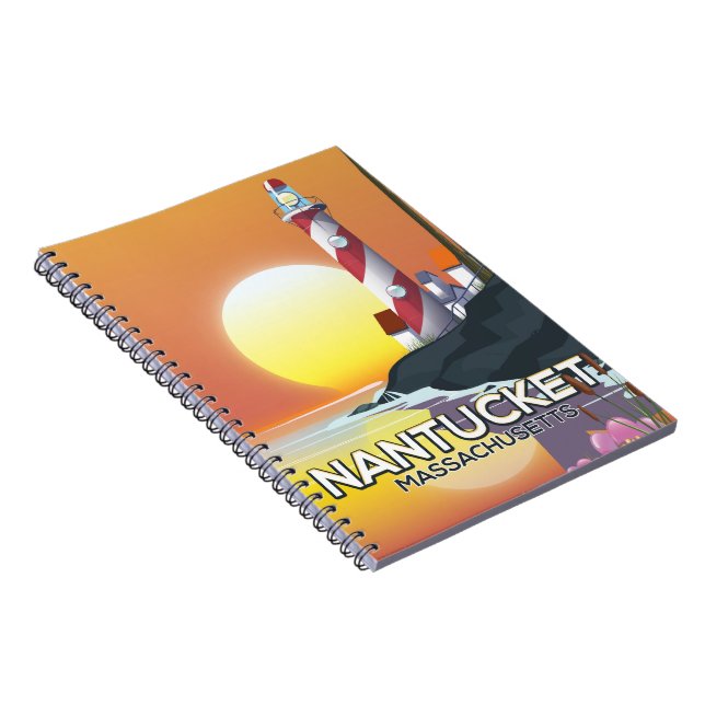 Nantucket Massachusetts lighthouse travel poster Notebook (Right Side)
