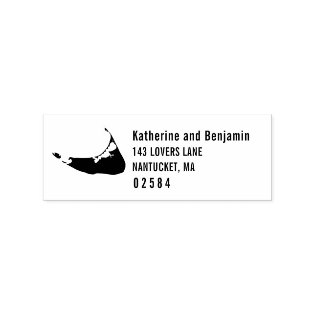 Nantucket Massachusetts Solid Map Wedding Rubber Stamp (Imprint)