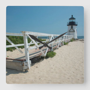 Nantucket. Old Wooden Lighthouse Square Wall Clock