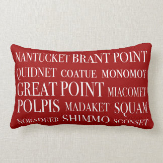 Nantucket Places Nautical Red & White Lumbar Pillow