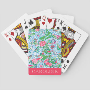 Nantucket Preppy Palm Beach Print Personalized Playing Cards