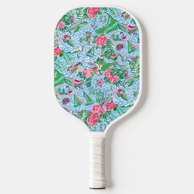 Nantucket Preppy Palm Beach Print Pickleball Paddle (Front)