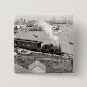 Nantucket Railroad 2 Inch Square Button