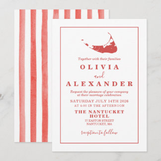 Nantucket red ACK wedding Invitation