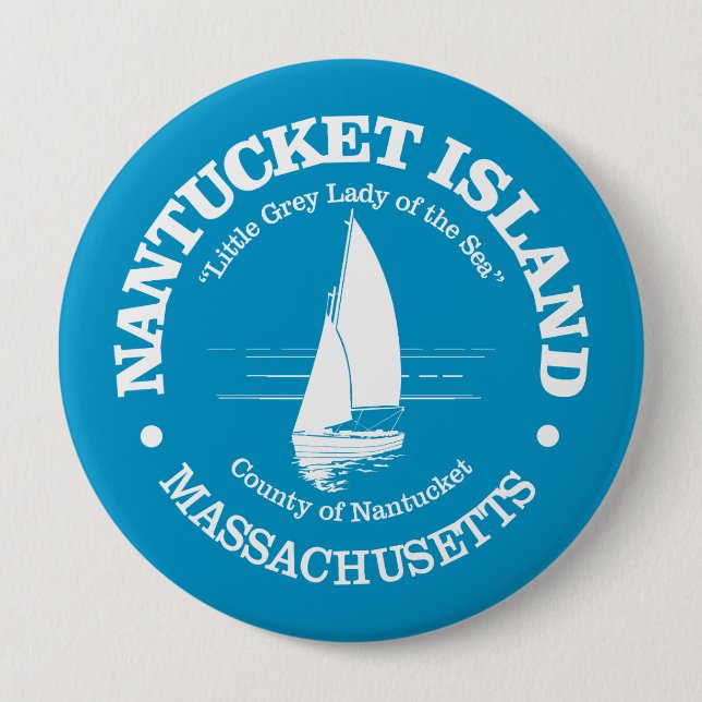 Nantucket (sailboat) 4 inch round button (Front)