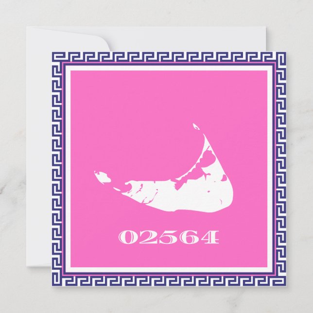 Nantucket (Sconset) Zip Code Greek Key Note Card (Front)