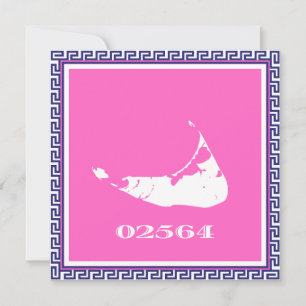 Nantucket (Sconset) Zip Code Greek Key Note Card