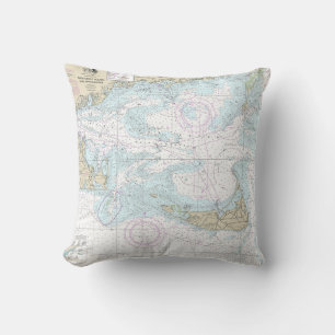 Nantucket Sound and Approaches Nautical Chart 1323 Throw Pillow