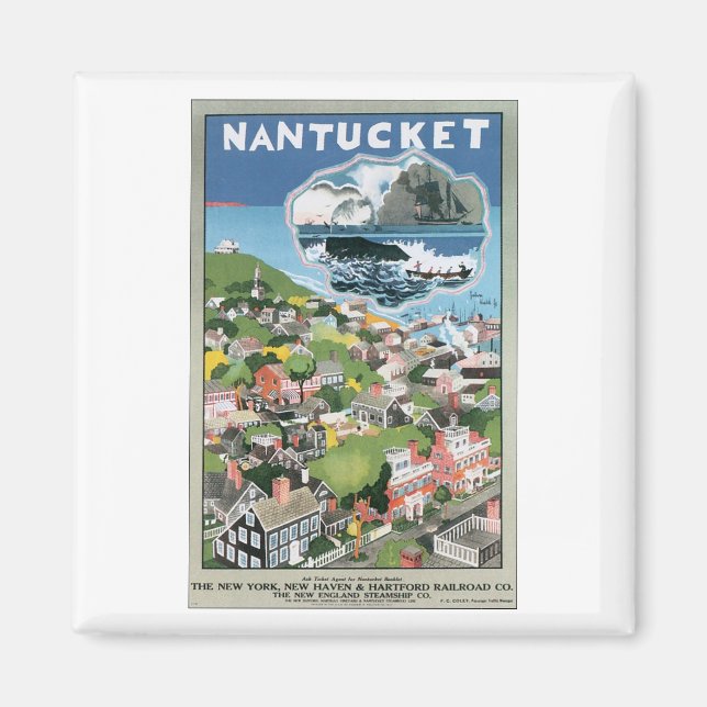 Nantucket Vintage Travel Poster Magnet (Front)