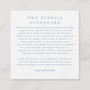 Nantucket Wedding Favour - Two Pennies Overboard Enclosure Card