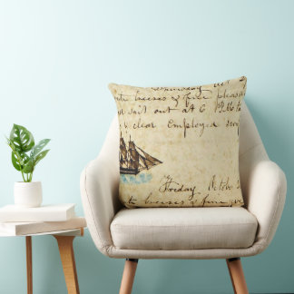Nantucket Whaling Ship Log 1841 Throw Pillow