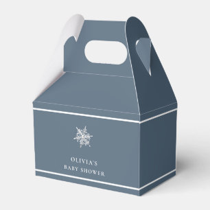 Nany Blue Modern Snowflake Baby Shower  Favor Box