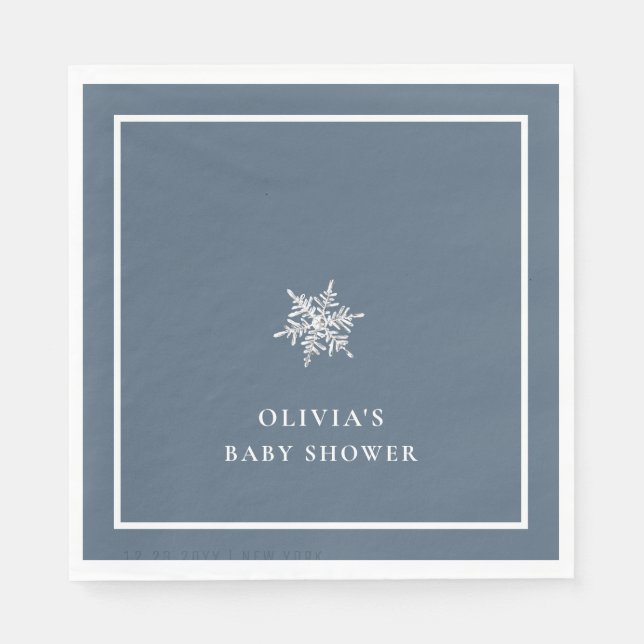 Nany Blue Modern Snowflake Baby Shower  Napkin (Front)
