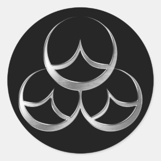 Naoe Clan Kamon Silver Chrome Classic Round Sticker