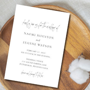 Naomi Black and White Typography Modern Wedding Invitation