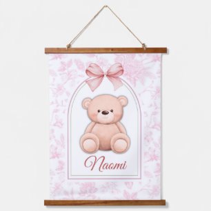 Naomi   Custom Pink Teddy Bear Nursery Design  Hanging Tapestry