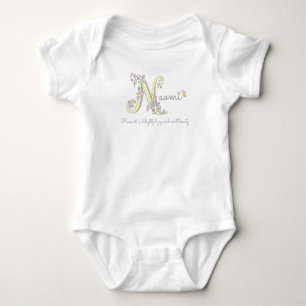 Naomi girls name meaning N monogram baby clothing Bodysuit