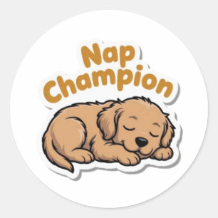 Nap Champion Cute Golden Retriever Puppy Sticker D