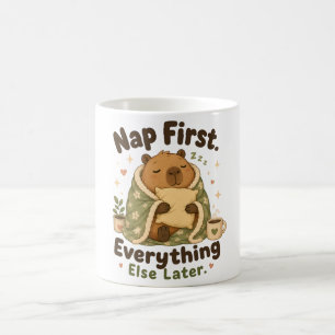 Nap First Cozy Capybara Kawaii Coffee Mug