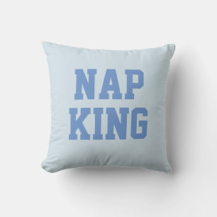 Nap King Joke Humor Blue Throw Pillow