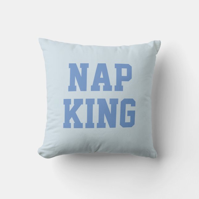 Nap King | Joke Humour Oreiller bleu lancer (Recto)