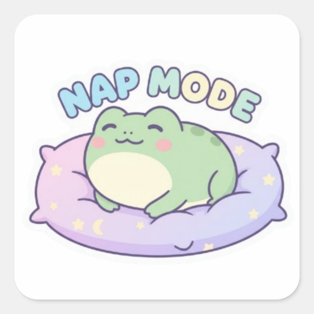 Nap Mode Frog Sticker Cute Sleeping Frog Cozy Kawa (Front)