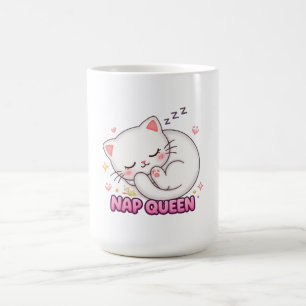 Nap Queen Cat Sticker   Cute Sleeping Cat Coffee Mug