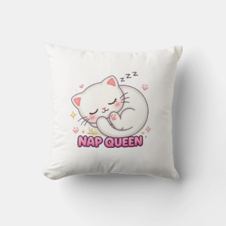 Nap Queen Cat Sticker | Cute Sleeping Cat Throw Pillow