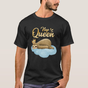 Nap Queen Sloth With Crown Cute Sloth Lover T-Shirt