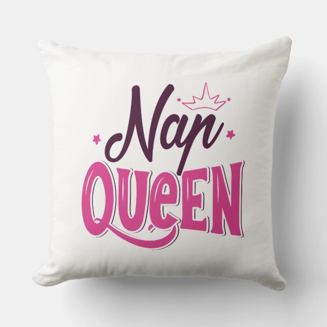 Nap Queen Throw Pillow (Front)