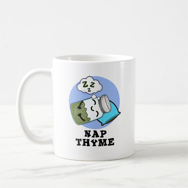 Nap Thyme Funny Sleeping Herb Pun  Coffee Mug (Left)