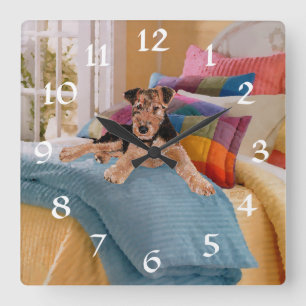 Nap Time for Puppy Square Wall Clock