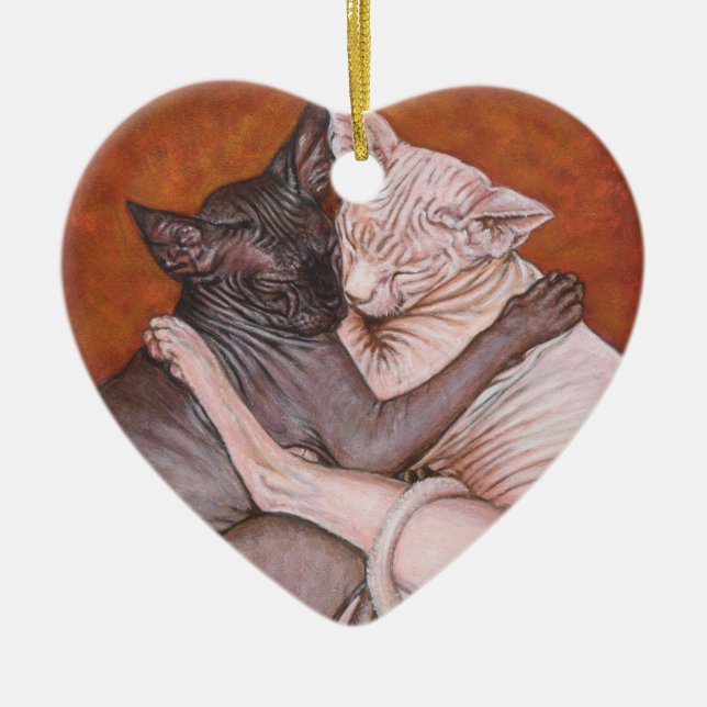 Nap Time Sphynx Sphinx cat printing art Ceramic Ornament (Front)