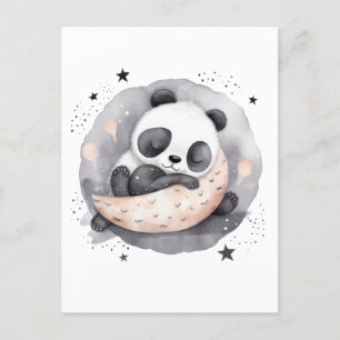 Nap Time Watercolor Baby Panda Bear Postcard