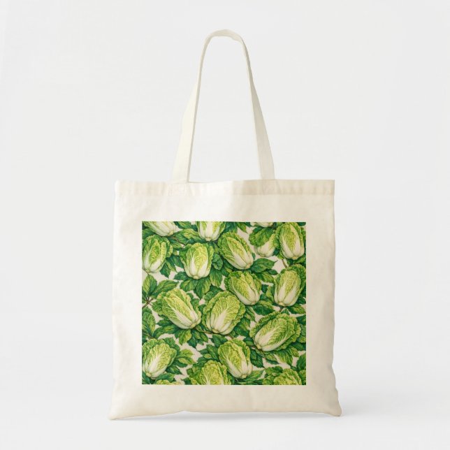 Napa Cabbage Botanical Vegetable Pattern Tote Bag (Front)