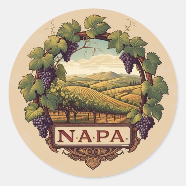 Napa Grapes Vineyard Logo Sticker (Front)