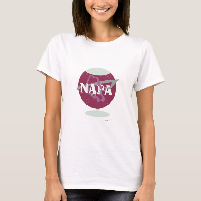 Napa Space Style Wine Glass Logo Design T-Shirt (Front)
