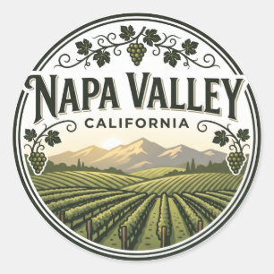 Napa Valley California Classic Round Sticker